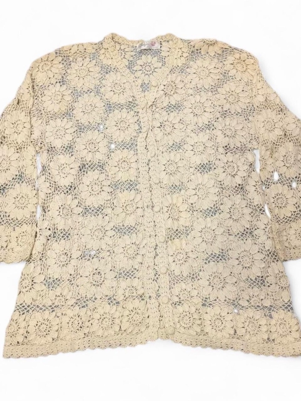 Vintage Crochet Button Up Cardigan
